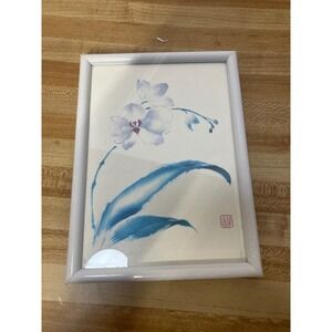 Framed Watercolor Orchid Painting Asian Art Print‎ Home Decor